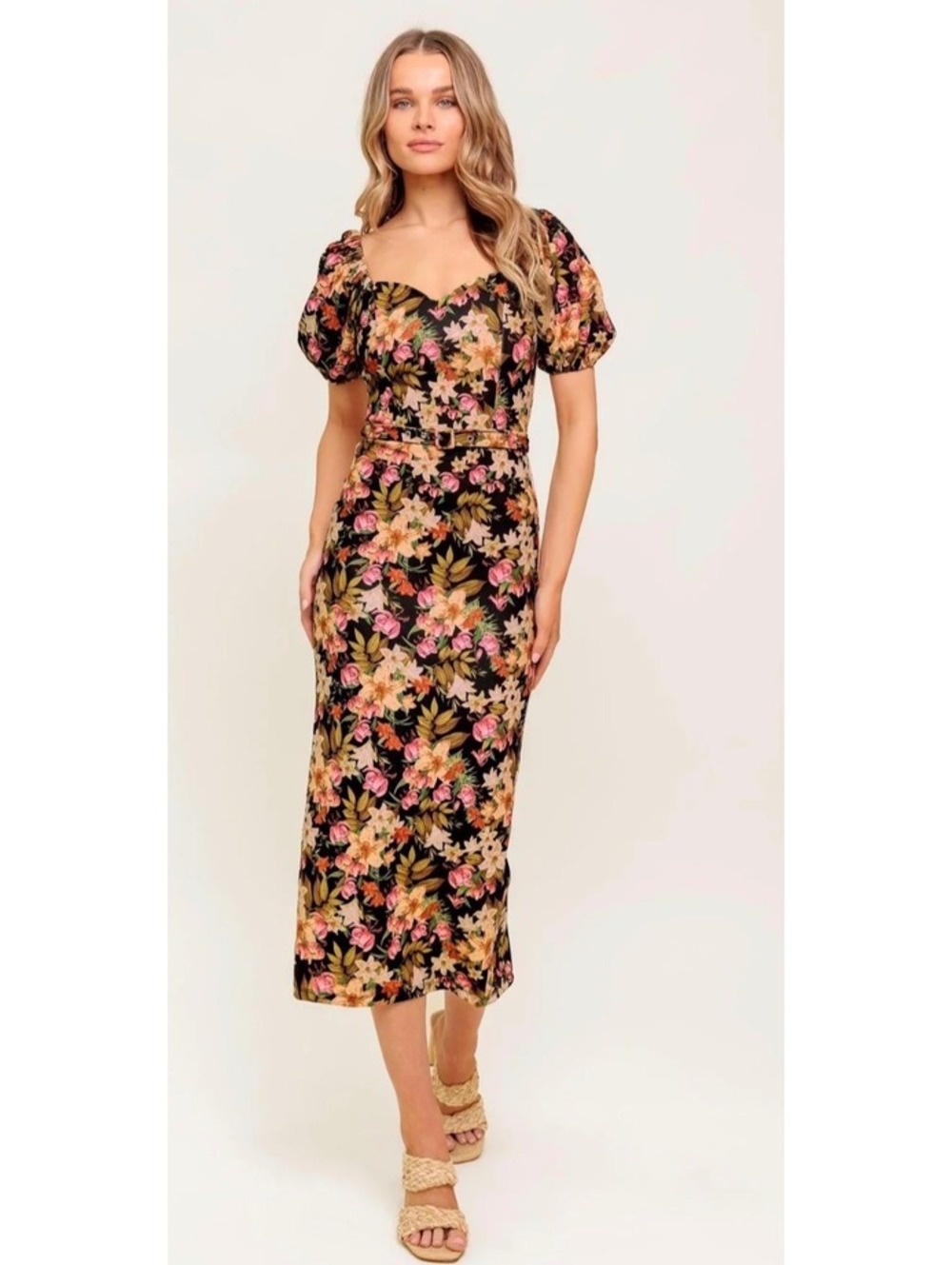Flying Tomato Sweet at Heart Woven Midi Dress Size S